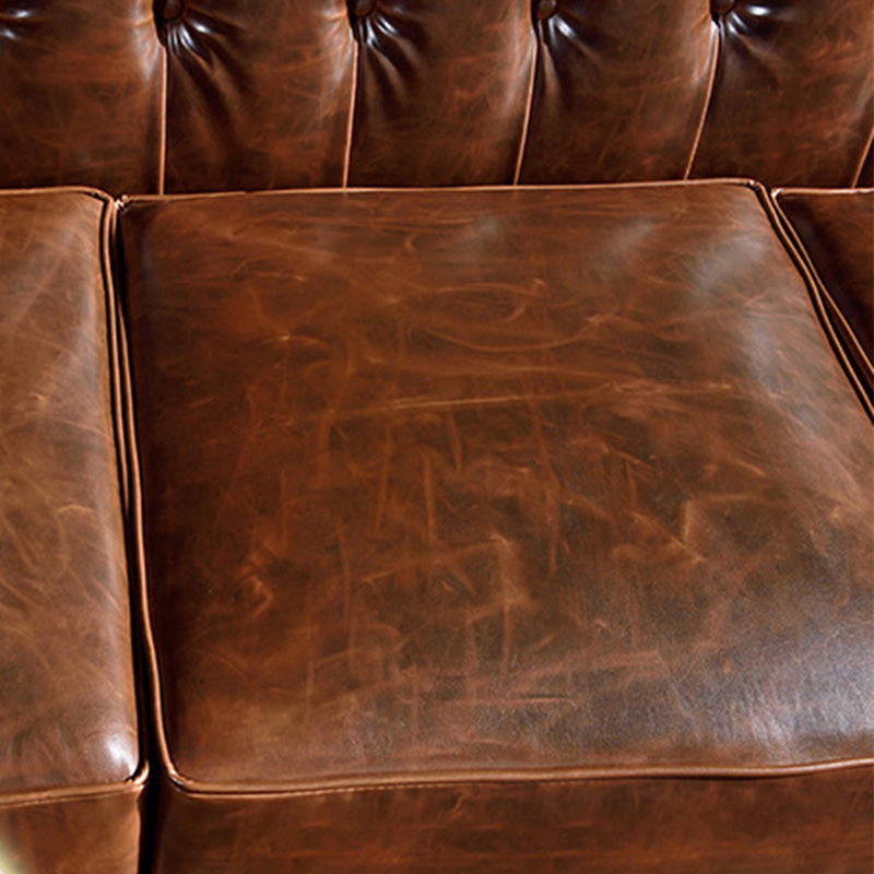 Traditional Flared Arm Sofa Tufted Cushions Seating in Dark Brown
