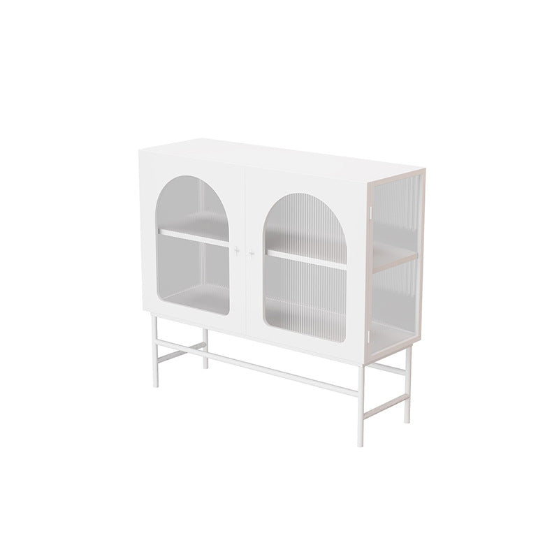 Contemporary Curio Cabinet Metal Glass Doors Display Cabinet for Dining Room