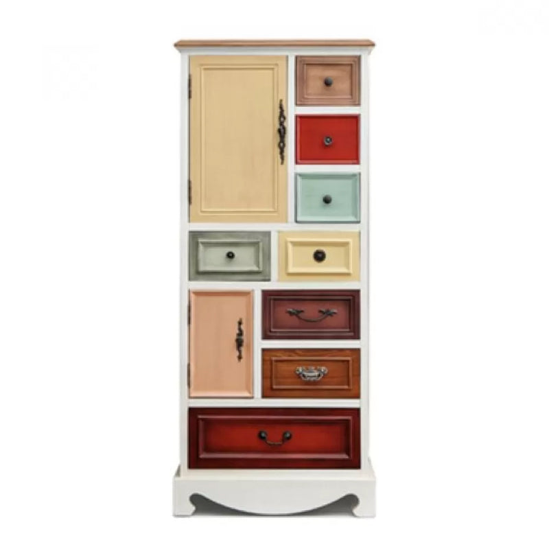 Nautical Vertical Chest Bedroom Solid Wood Storage Chest with Drawers