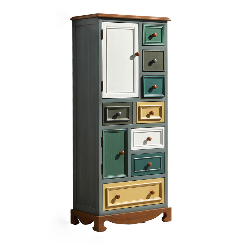 Nautical Vertical Chest Bedroom Solid Wood Storage Chest with Drawers