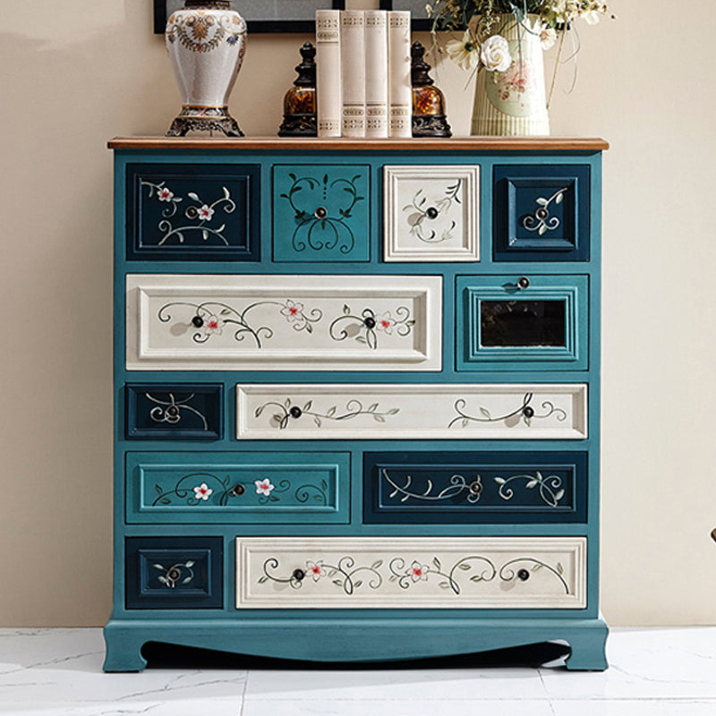 Nautical Vertical Chest Bedroom Solid Wood Storage Chest with Drawers