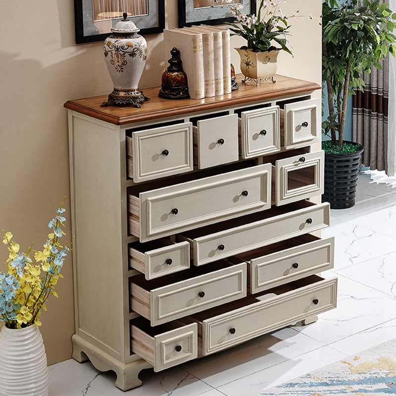 Nautical Vertical Chest Bedroom Solid Wood Storage Chest with Drawers