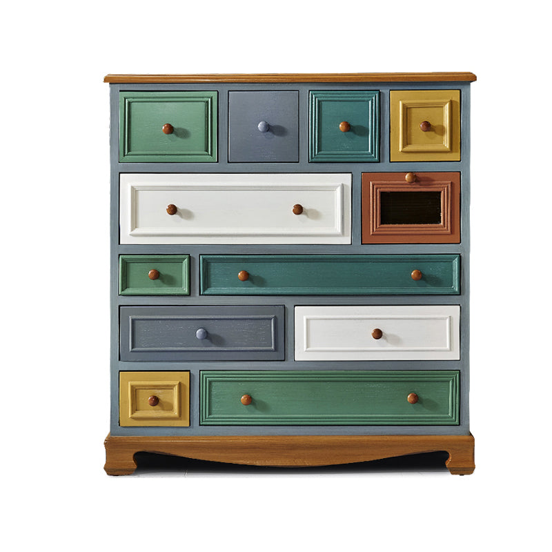 Nautical Vertical Chest Bedroom Solid Wood Storage Chest with Drawers