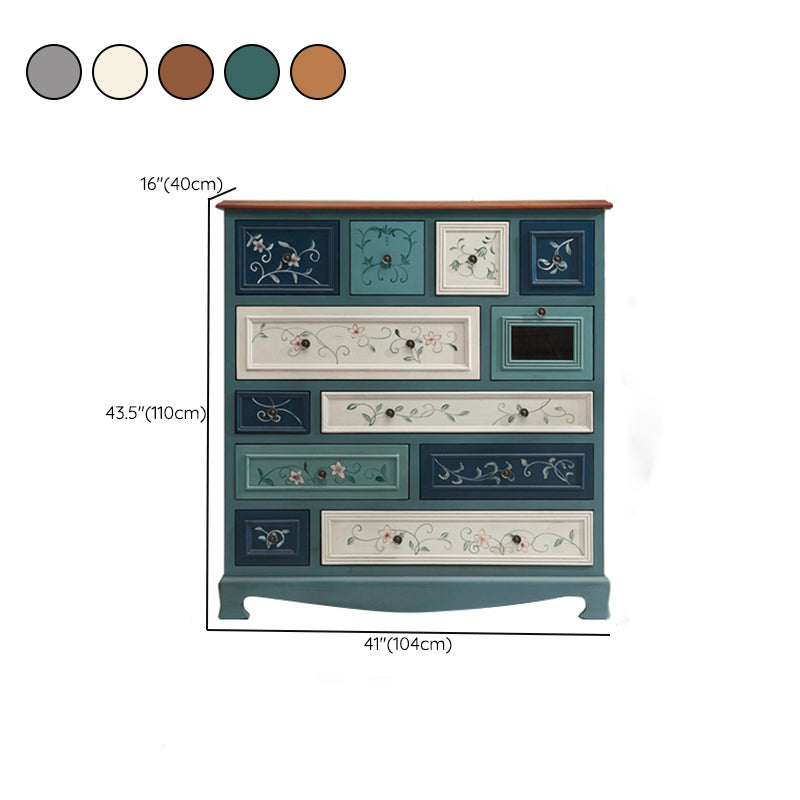 Nautical Vertical Chest Bedroom Solid Wood Storage Chest with Drawers