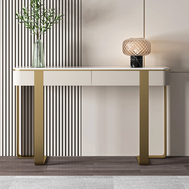 Stone Half Moon Console Table 1-shelf 33.46" Tall Accent Table
