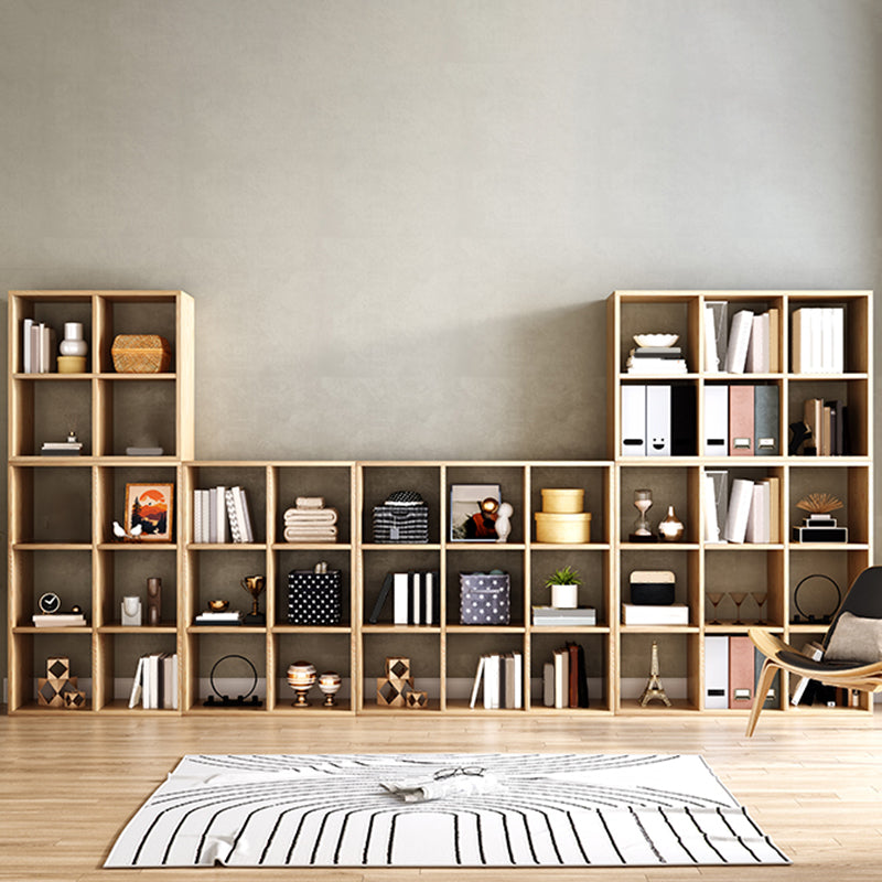 Natural Standard Bookshelf Wooden Contemporary Bookcase with Shelves