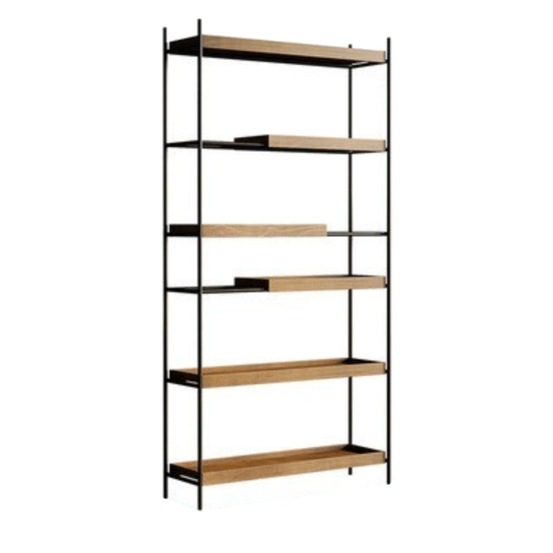 Contemporary Wooden Bookshelf Open Back Etagere Bookcase with Shelves
