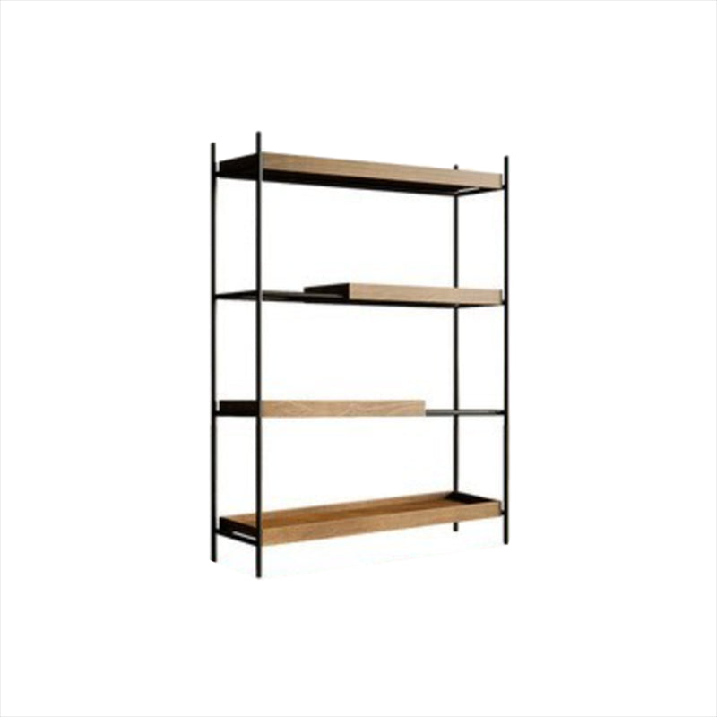 Contemporary Wooden Bookshelf Open Back Etagere Bookcase with Shelves