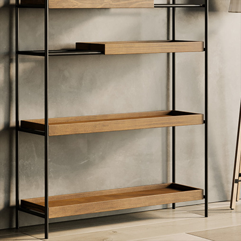 Contemporary Wooden Bookshelf Open Back Etagere Bookcase with Shelves