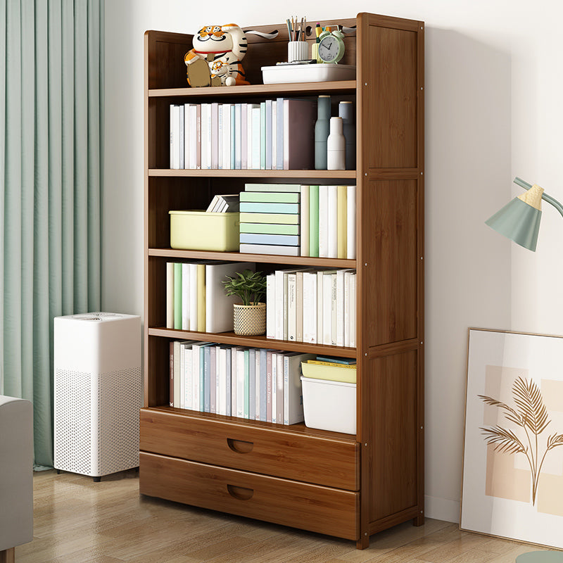 Contemporary Bamboo Bookcase Standard Closed Back Bookshelf with Shelves
