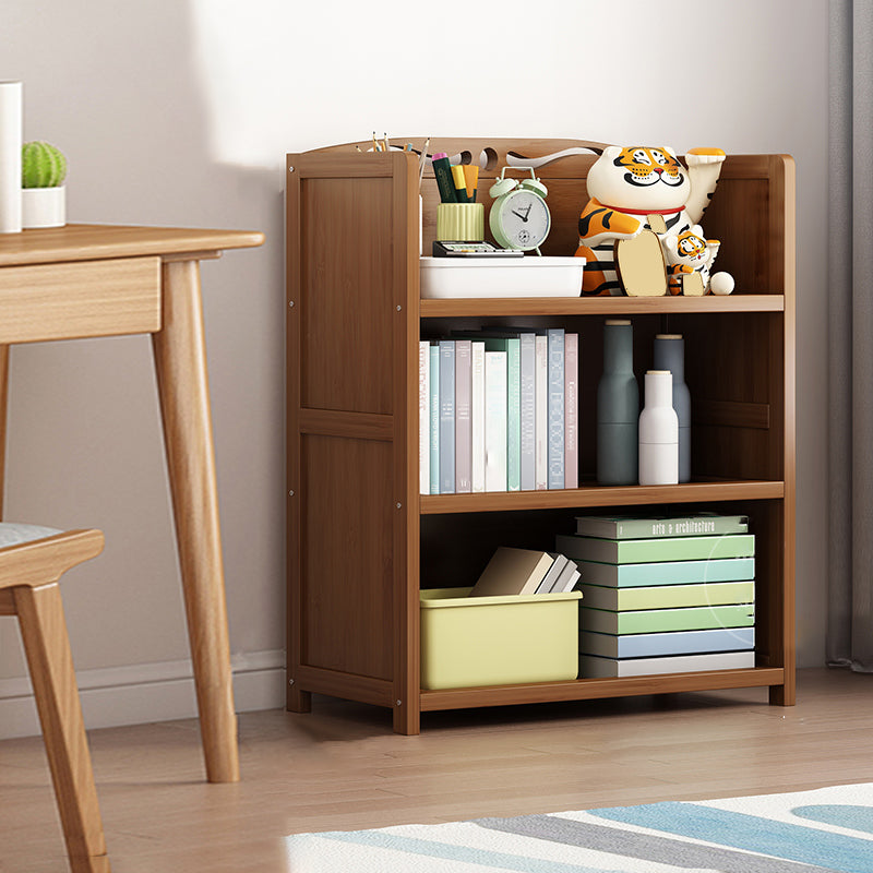 Contemporary Bamboo Bookcase Standard Closed Back Bookshelf with Shelves