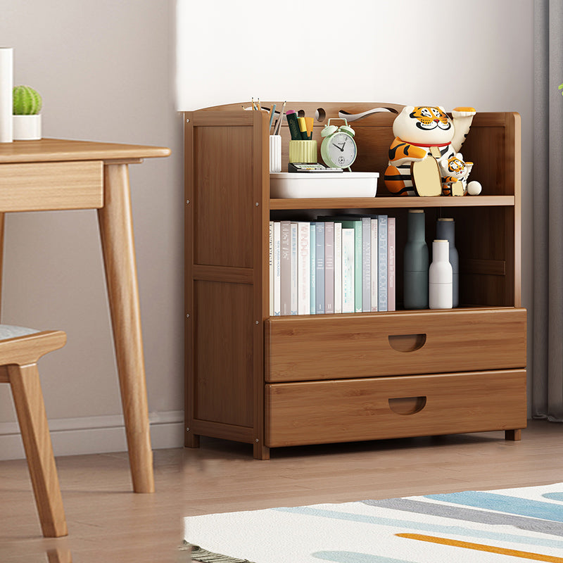 Contemporary Bamboo Bookcase Standard Closed Back Bookshelf with Shelves