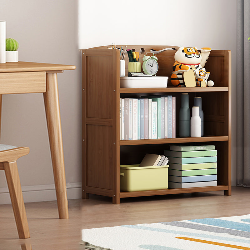 Contemporary Bamboo Bookcase Standard Closed Back Bookshelf with Shelves