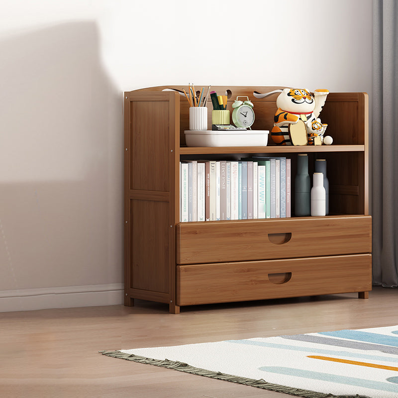 Contemporary Bamboo Bookcase Standard Closed Back Bookshelf with Shelves