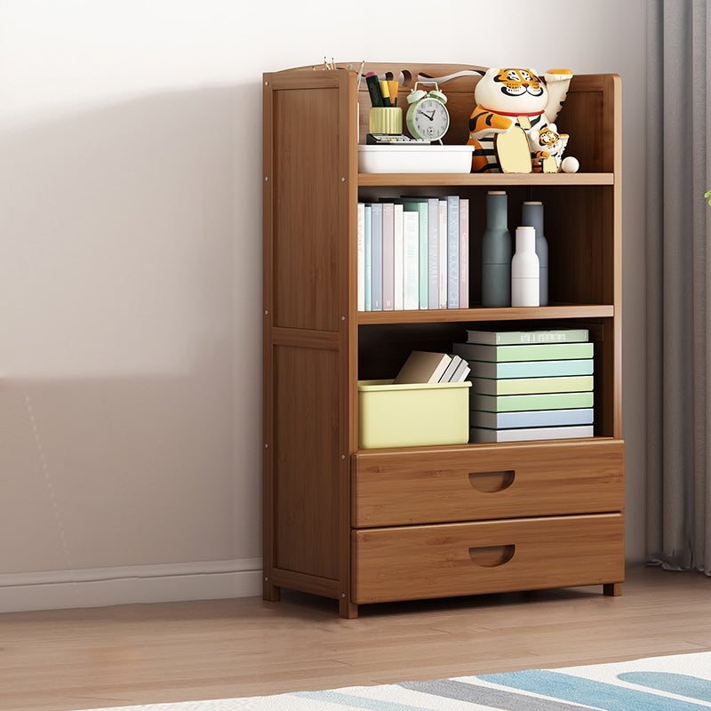 Contemporary Bamboo Bookcase Standard Closed Back Bookshelf with Shelves