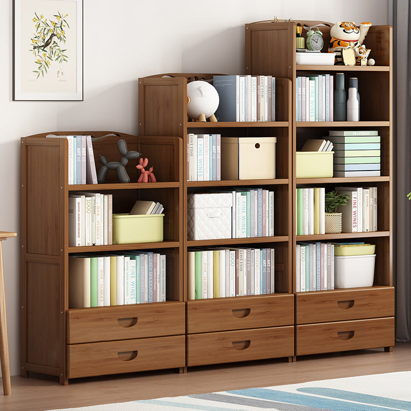 Contemporary Bamboo Bookcase Standard Closed Back Bookshelf with Shelves