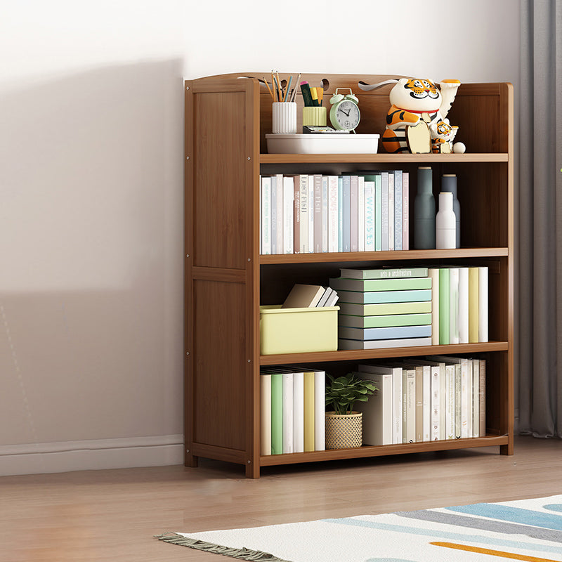 Contemporary Bamboo Bookcase Standard Closed Back Bookshelf with Shelves