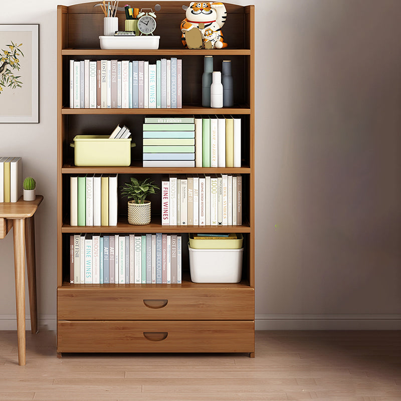 Contemporary Bamboo Bookcase Standard Closed Back Bookshelf with Shelves