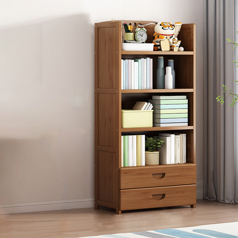 Contemporary Bamboo Bookcase Standard Closed Back Bookshelf with Shelves