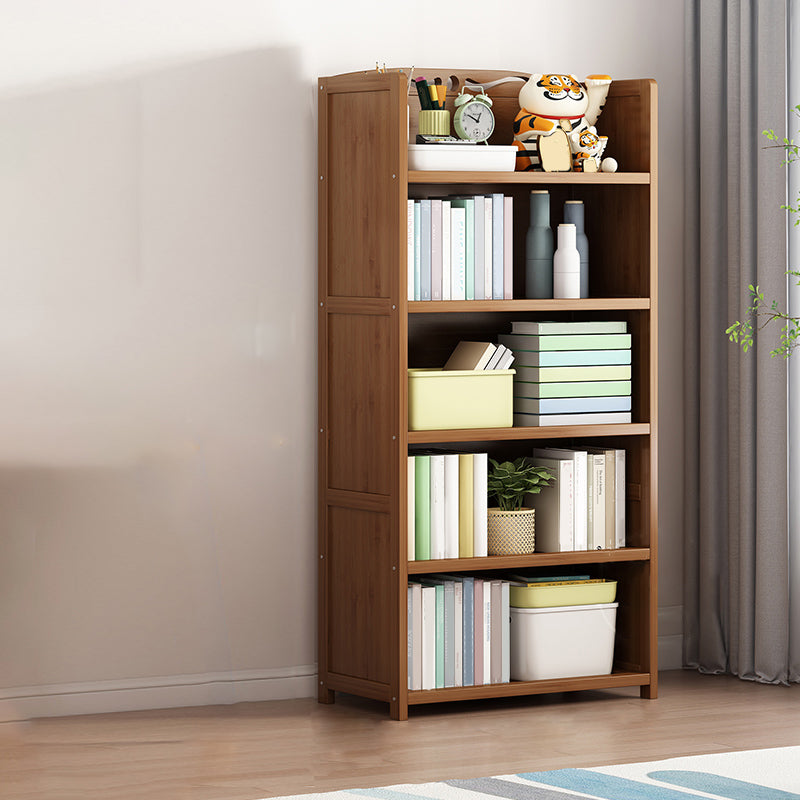 Contemporary Bamboo Bookcase Standard Closed Back Bookshelf with Shelves