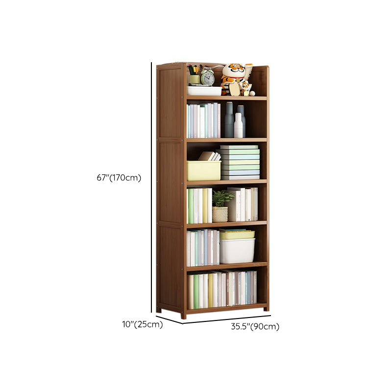 Contemporary Bamboo Bookcase Standard Closed Back Bookshelf with Shelves
