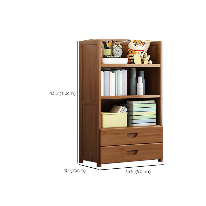 Contemporary Bamboo Bookcase Standard Closed Back Bookshelf with Shelves
