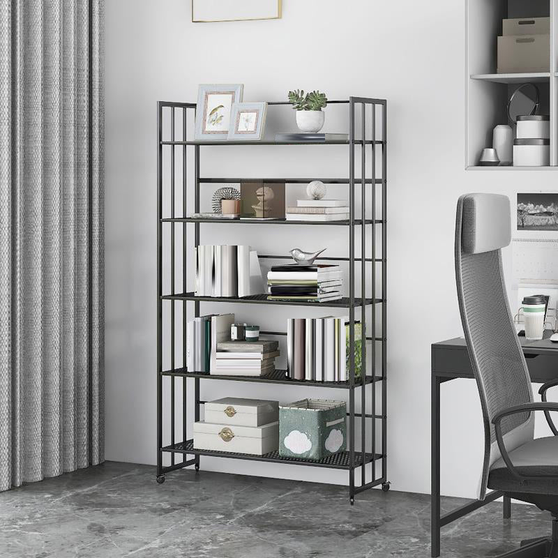 Glam Antique Finish Shelf Bookcase Metal Frame Bookshelf with Rectangular Shelves