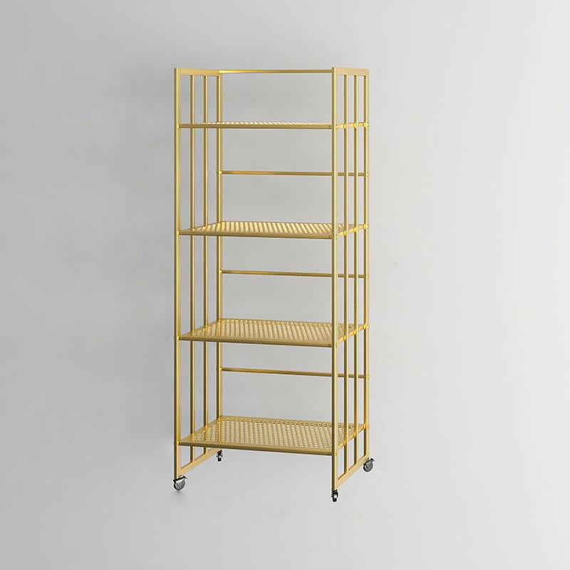 Glam Antique Finish Shelf Bookcase Metal Frame Bookshelf with Rectangular Shelves