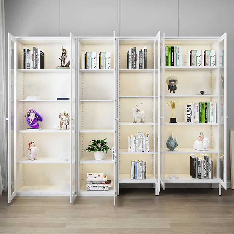 Scandinavian Metal Bookshelf Closed Back Standard Bookcase with Cabinets