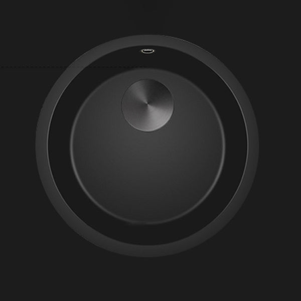 Contemporary Black Quartz Kitchen Sink Single Bowl Sink with Basket Strainer