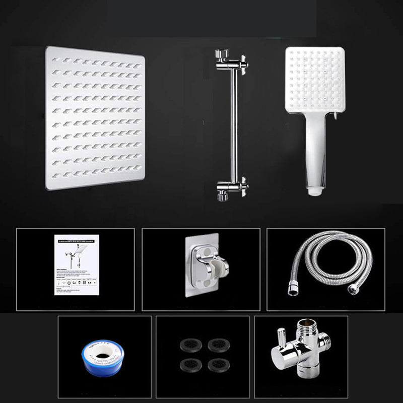 Contemporary Shower Combo Dual Shower Head Ceiling Mounted Square Shower Head