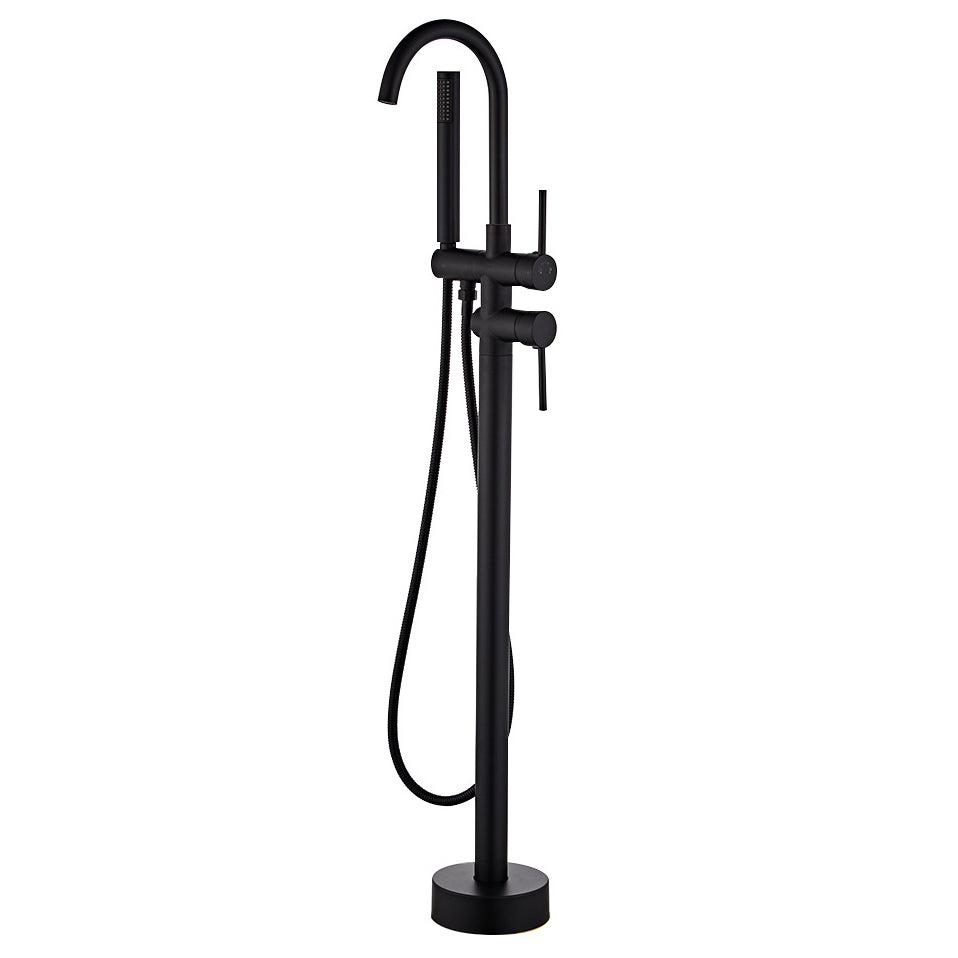 Traditional Floor Mounted Freestanding Tub Filler Double Handles Bathtub Faucet