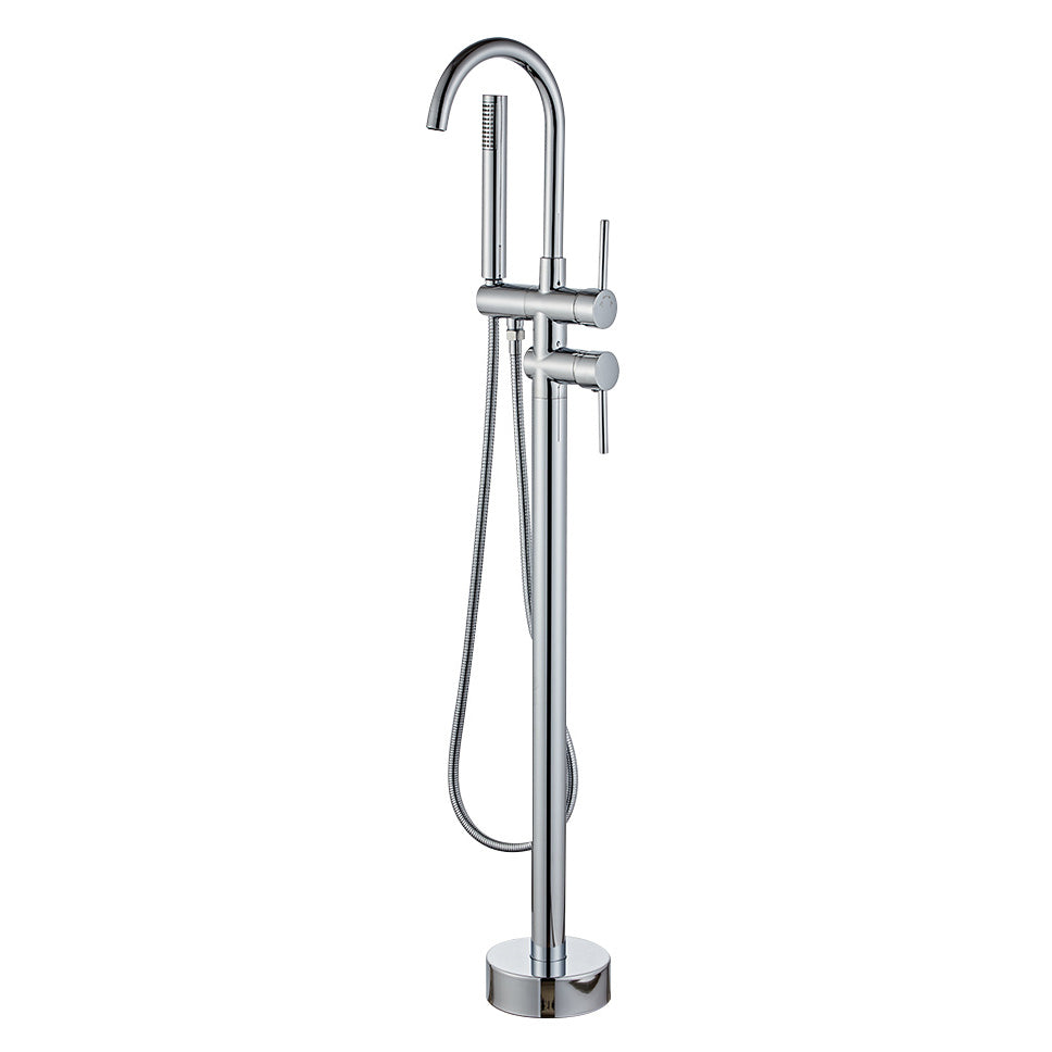 Traditional Floor Mounted Freestanding Tub Filler Double Handles Bathtub Faucet