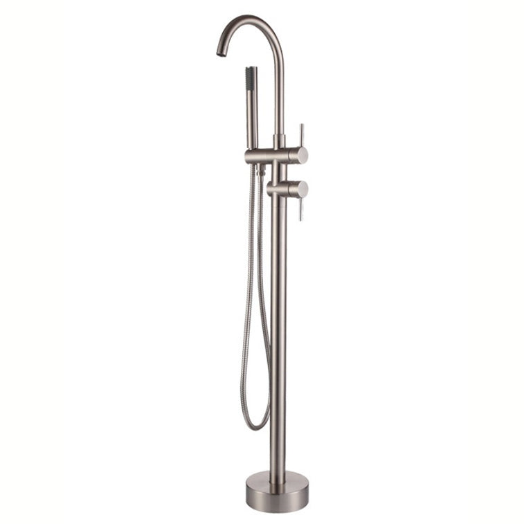 Traditional Floor Mounted Freestanding Tub Filler Double Handles Bathtub Faucet