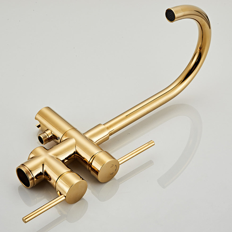 Traditional Floor Mounted Freestanding Tub Filler Double Handles Bathtub Faucet