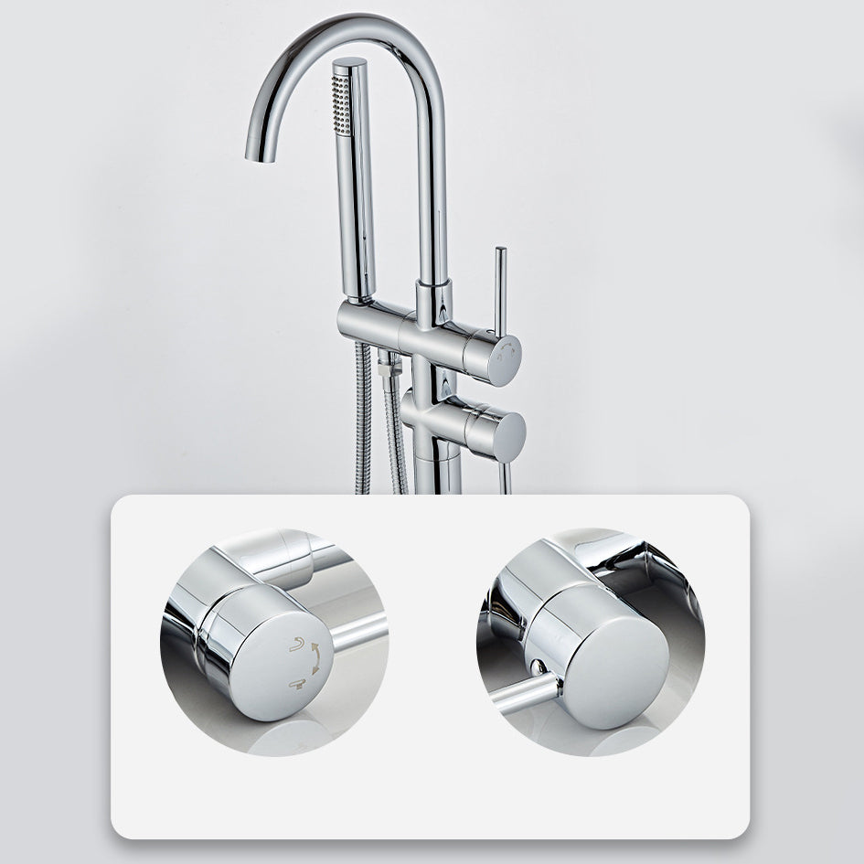 Traditional Floor Mounted Freestanding Tub Filler Double Handles Bathtub Faucet