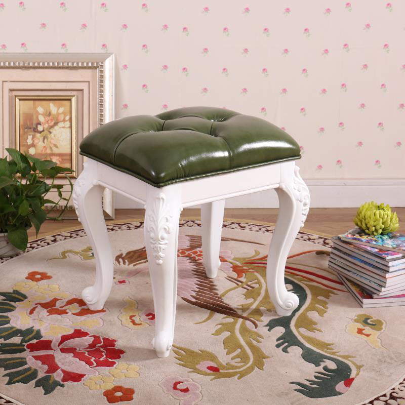 Mid-Century Modern Ottoman Faux Leather Upholstered Tufted Rectangle Ottoman