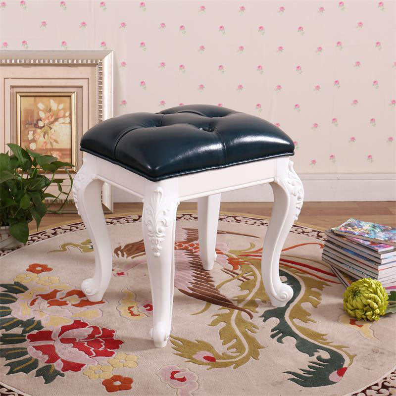 Mid-Century Modern Ottoman Faux Leather Upholstered Tufted Rectangle Ottoman