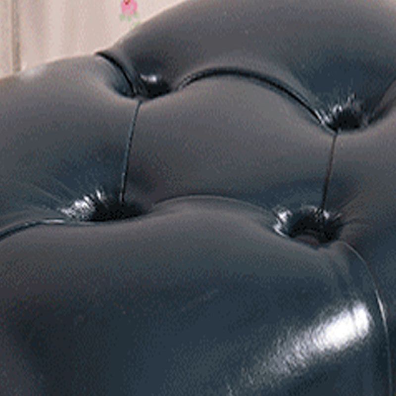 Mid-Century Modern Ottoman Faux Leather Upholstered Tufted Rectangle Ottoman