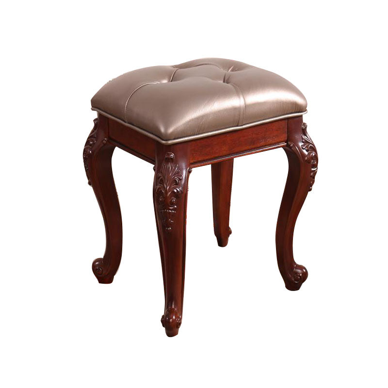 Mid-Century Modern Ottoman Faux Leather Upholstered Tufted Rectangle Ottoman