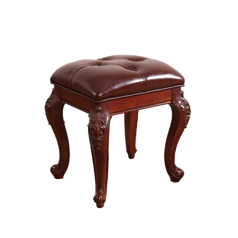 Mid-Century Modern Ottoman Faux Leather Upholstered Tufted Rectangle Ottoman