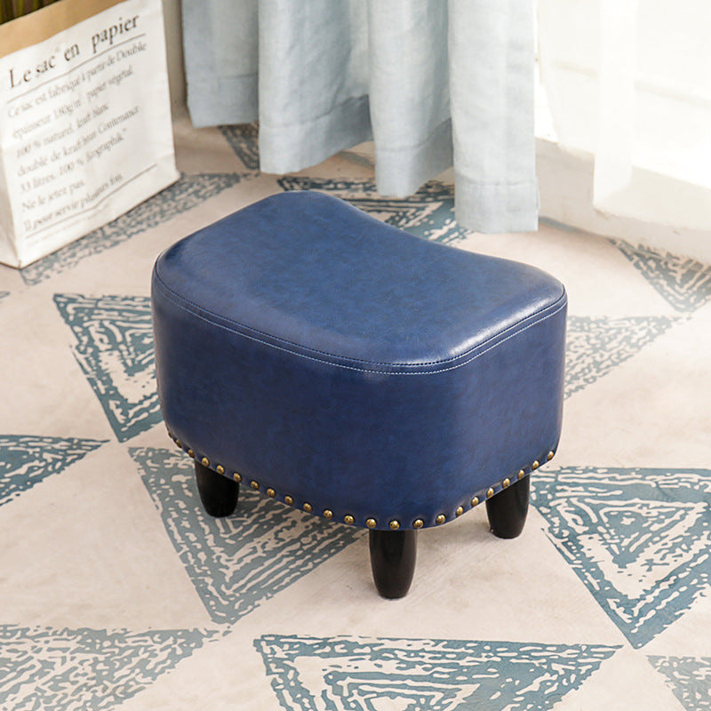 Nailhead Trim Ottoman Leather Special Shape Contrast Color Stain Resistant Ottoman
