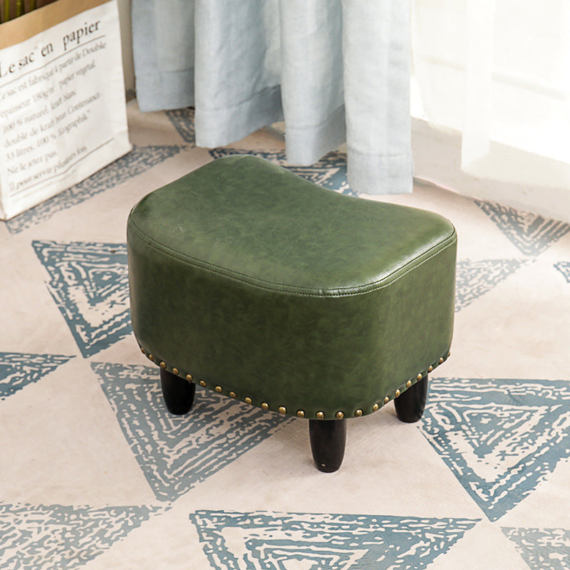 Nailhead Trim Ottoman Leather Special Shape Contrast Color Stain Resistant Ottoman