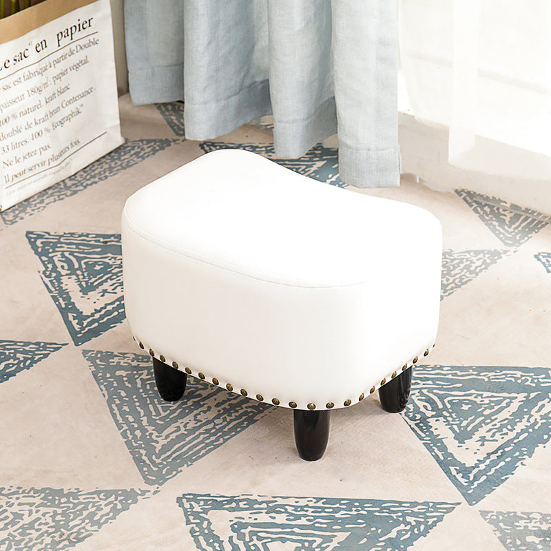 Nailhead Trim Ottoman Leather Special Shape Contrast Color Stain Resistant Ottoman