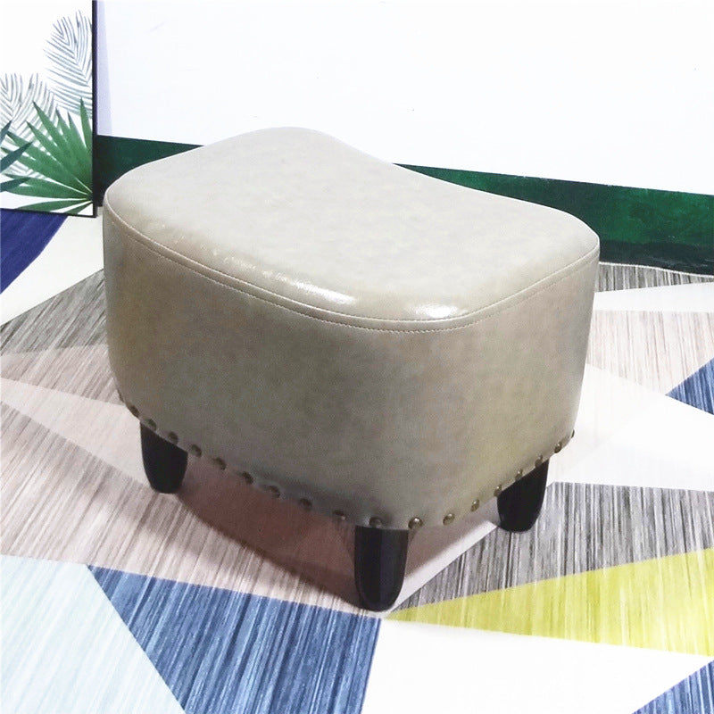 Nailhead Trim Ottoman Leather Special Shape Contrast Color Stain Resistant Ottoman