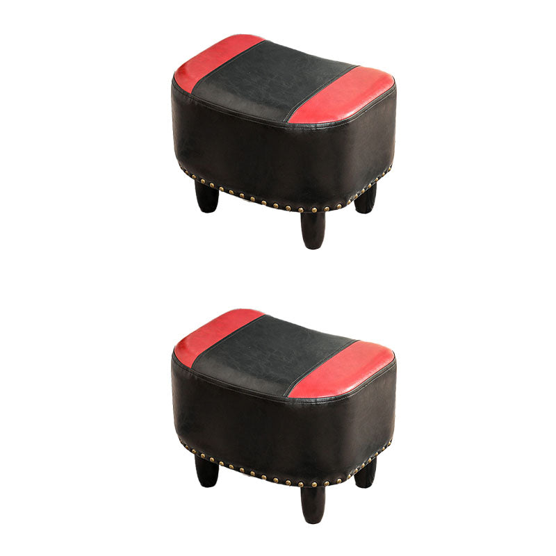 Nailhead Trim Ottoman Leather Special Shape Contrast Color Stain Resistant Ottoman