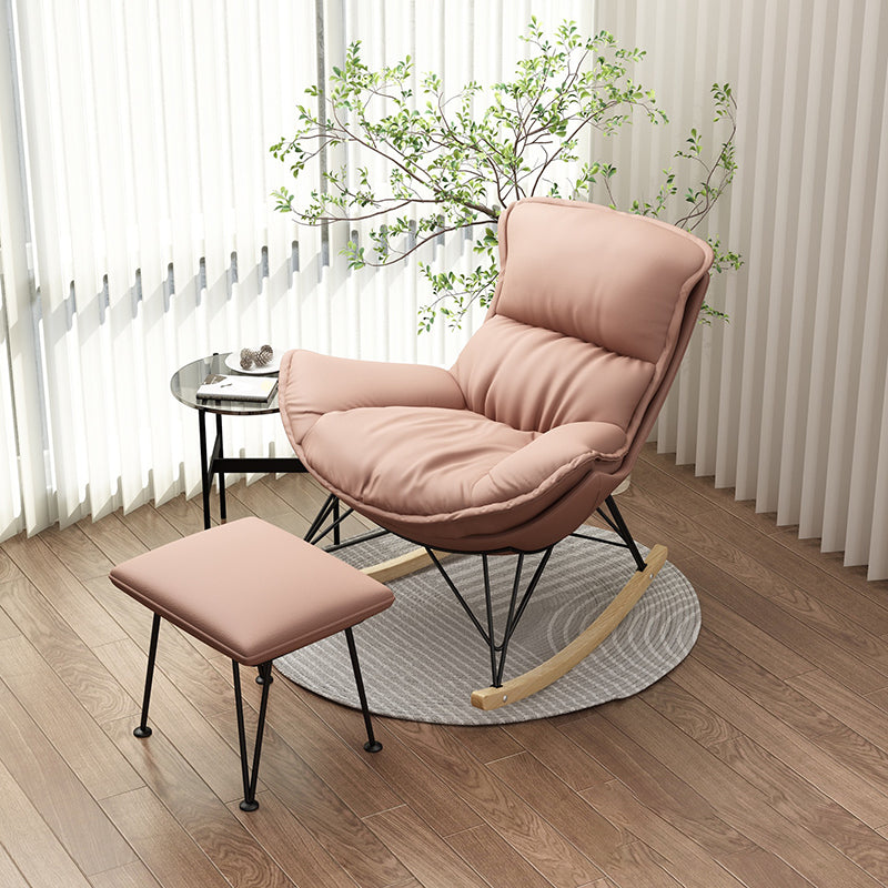 Modern Rocking Chair Ottoman Detail Indoor Rocker Chair with Removable Cushions