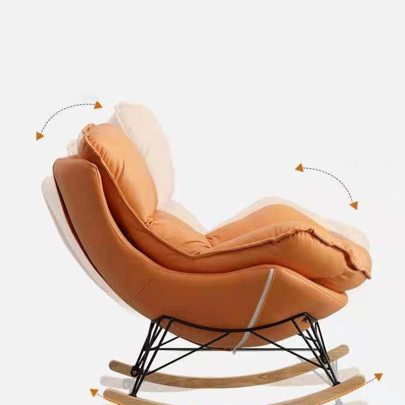 Modern Glider Chair Solid Pure Color Faux Leather Rocker Chair with Ottoman