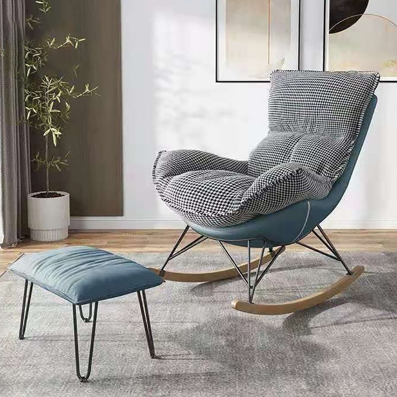 Modern Glider Chair Solid Pure Color Faux Leather Rocker Chair with Ottoman