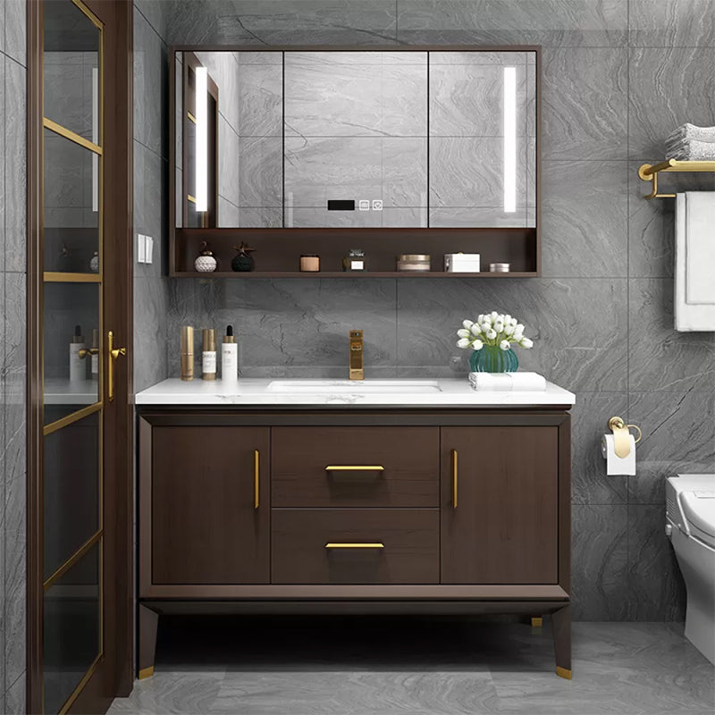 Bathroom Vanity Set Single Sink LED Mirror Sink Vanity with Faucet